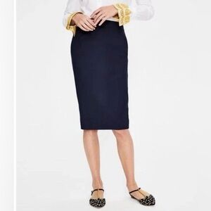 BODEN Hampshire Ponte Midi Straight Classic Pencil Skirt Navy Blue Size US 6